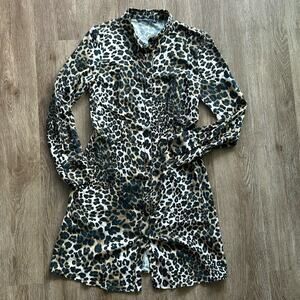 Abercrombie & Fitch Long Sleeve Shirt Dress Cheetah Print Size Small